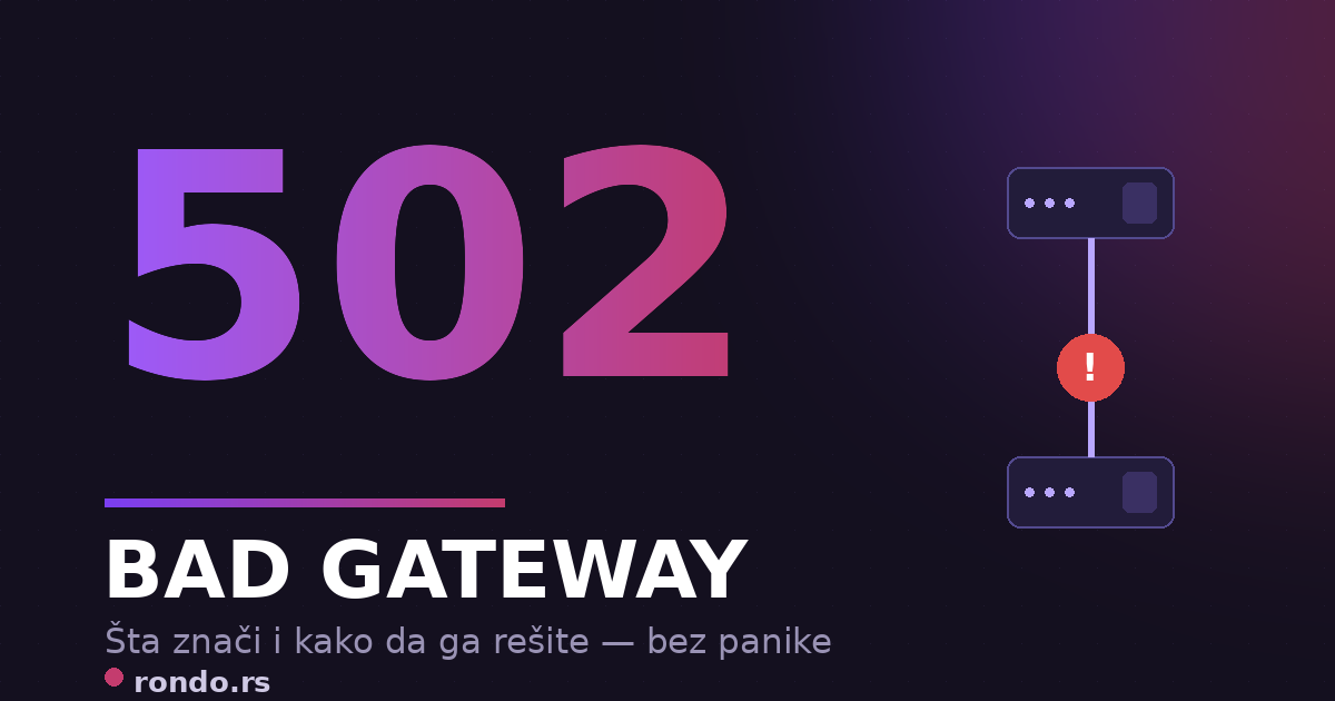 502 Bad Gateway: šta znači i kako ga rešiti